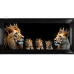 Royal Lion Family 2 Boys and 1 Girl Cub - Framed Wall Art