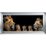 Royal Lion Family 1 Boy and 2 Girl Cubs - Framed Wall Art