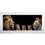 Royal Lion Family 1 Boy and 2 Girl Cubs - Framed Wall Art