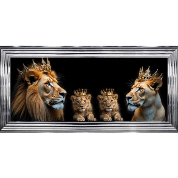 Royal Lion Family 2 Boy Cubs - Framed Wall Art