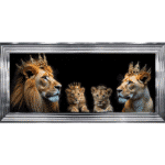 Royal Lion Family 1 Boy and 1 Girl Cub - Framed Wall Art