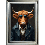 Highland Cow with shades - Framed Animal Wall Art