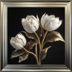 White and Gold Tulips- Framed Wall Art