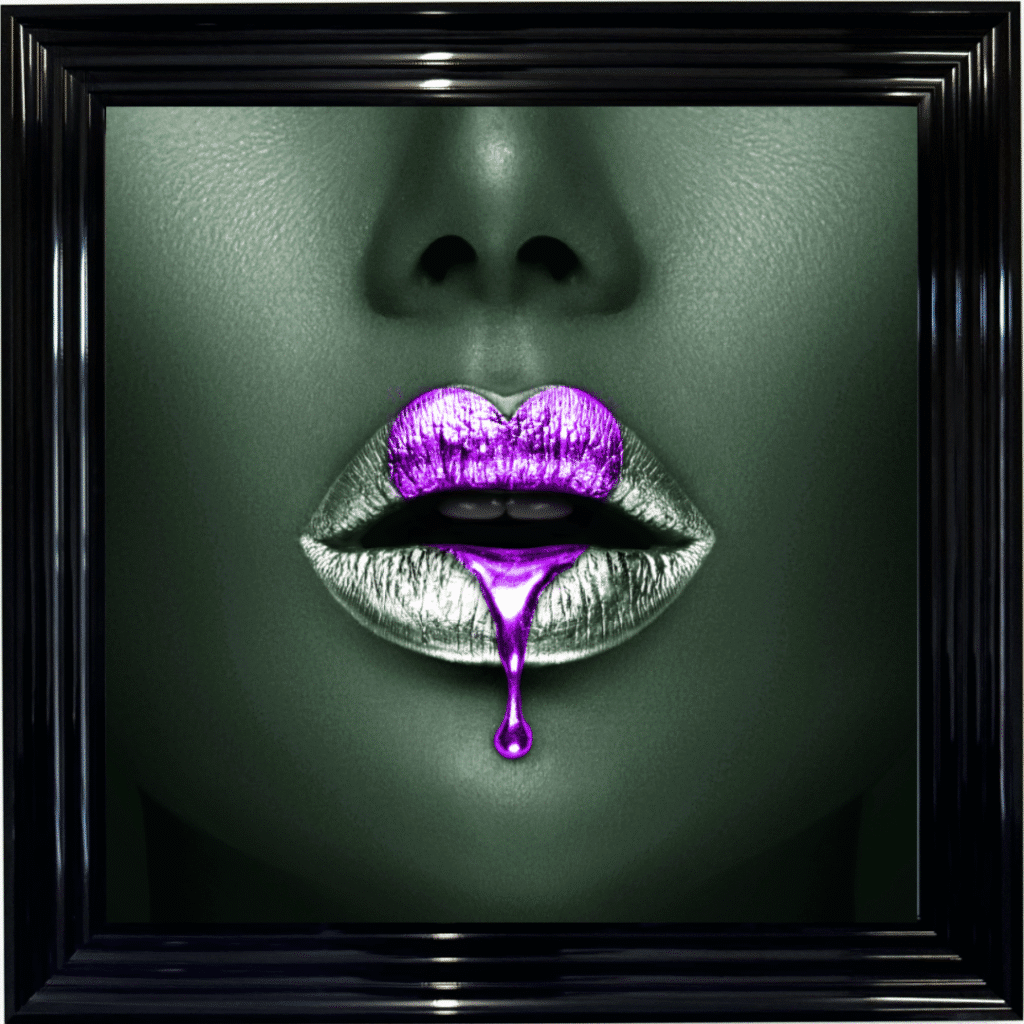 Loveheart Purple Lips - Framed wall art