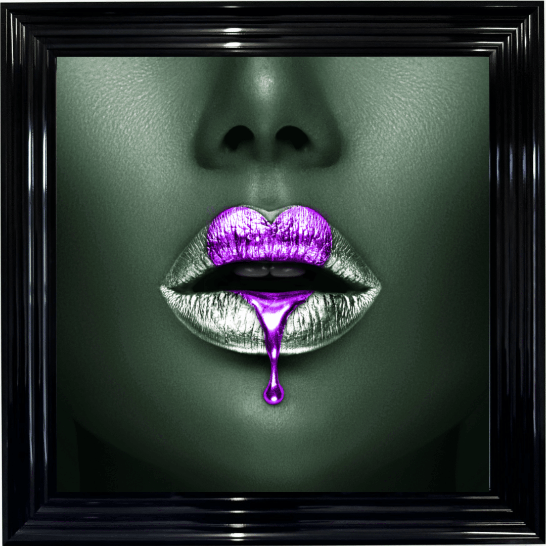 Untitled - 2025-06-13T084209.689 Loveheart Purple Lips - Framed wall art