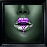 Loveheart Purple Lips - Framed wall art