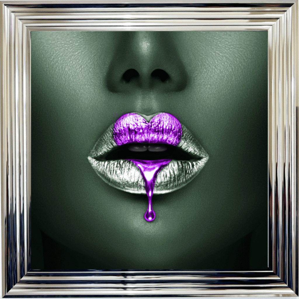 Loveheart Purple Lips - Framed wall art