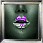 Loveheart Purple Lips - Framed wall art