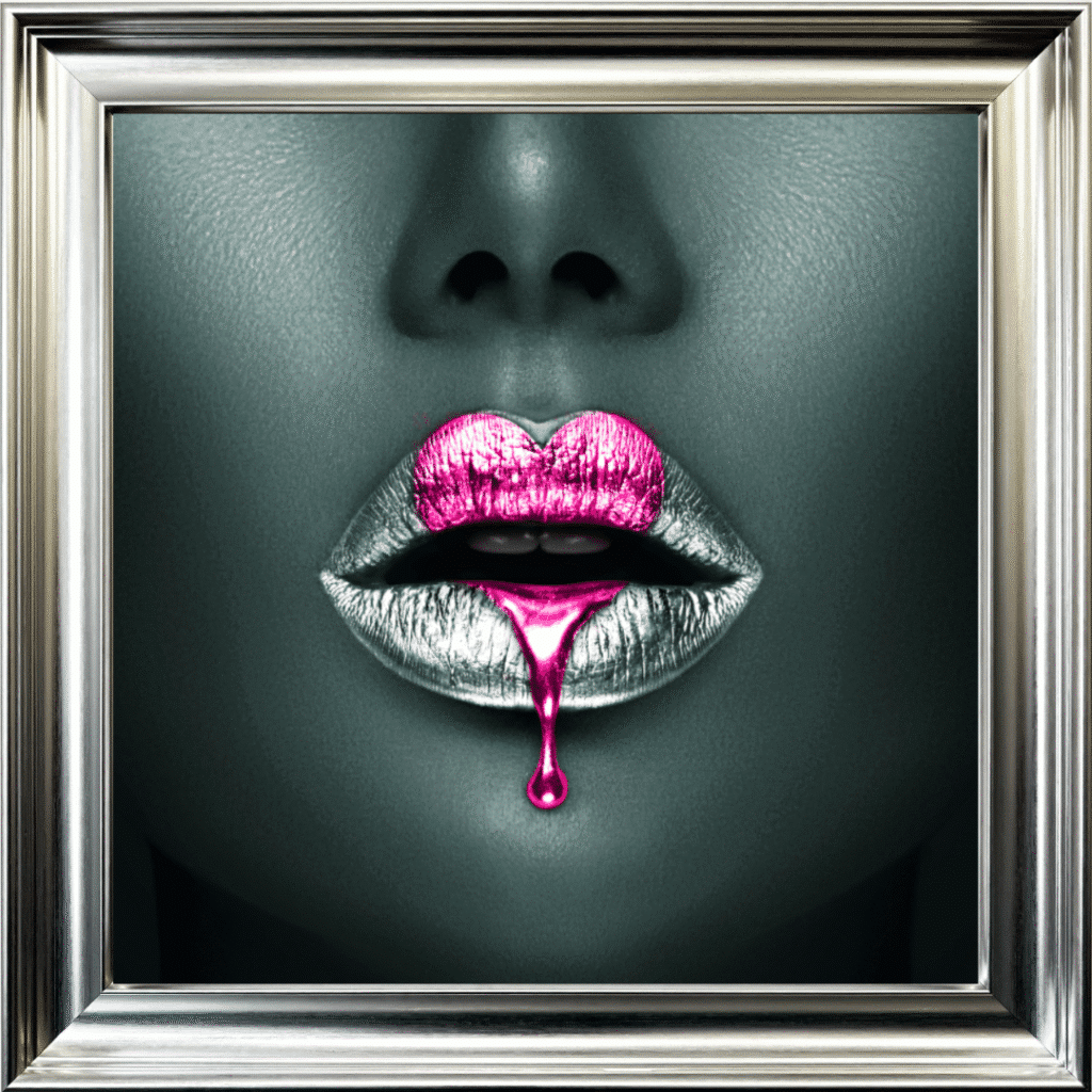Loveheart Pink Lips - Framed wall art
