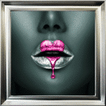 Loveheart Pink Lips - Framed wall art
