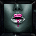 Loveheart Pink Lips - Framed wall art
