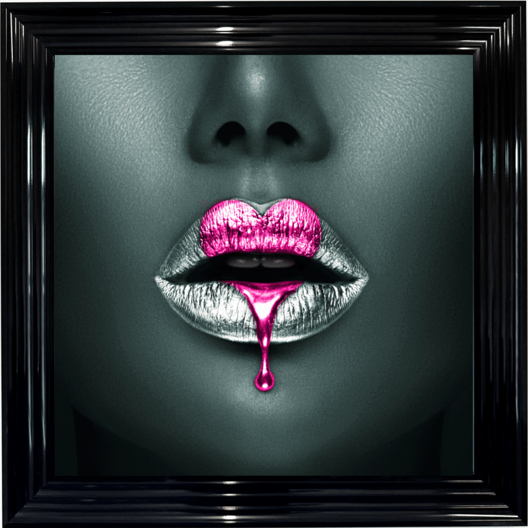 Untitled - 2025-06-13T084413.309 Loveheart Pink Lips - Framed wall art