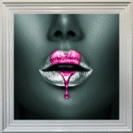 Loveheart Pink Lips - Framed wall art