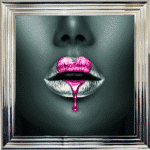 Loveheart Pink Lips - Framed wall art