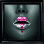 Loveheart Pink Lips - Framed wall art