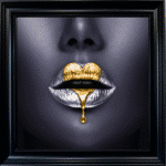 Loveheart Gold Lips - Framed wall art