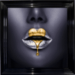 Loveheart Gold Lips - Framed wall art