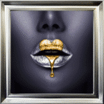 Loveheart Gold Lips - Framed wall art