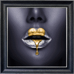 Loveheart Gold Lips - Framed wall art