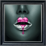 Loveheart Pink Lips - Framed wall art