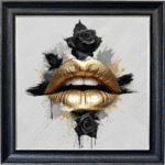 Black Rose Gold Lips - Framed wall art