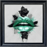 Black Rose Green Lips - Framed wall art