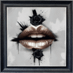 Black Rose Metallic Lips - Framed wall art