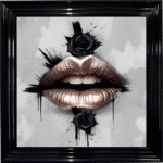 Black Rose Metallic Lips - Framed wall art
