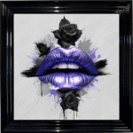 Black Rose Purple Lips - Framed wall art