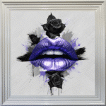 Black Rose Purple Lips - Framed wall art