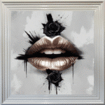Black Rose Metallic Lips - Framed wall art