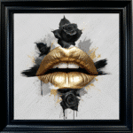 Black Rose Gold Lips - Framed wall art