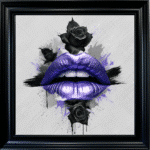 Black Rose Purple Lips - Framed wall art