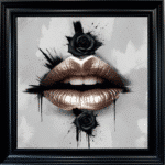 Black Rose Metallic Lips - Framed wall art