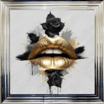 Black Rose Gold Lips - Framed wall art