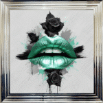 Black Rose Green Lips - Framed wall art