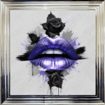 Black Rose Purple Lips - Framed wall art