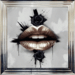 Black Rose Metallic Lips - Framed wall art