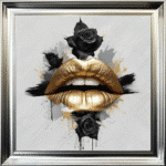 Black Rose Gold Lips - Framed wall art