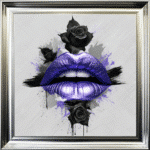 Black Rose Purple Lips - Framed wall art