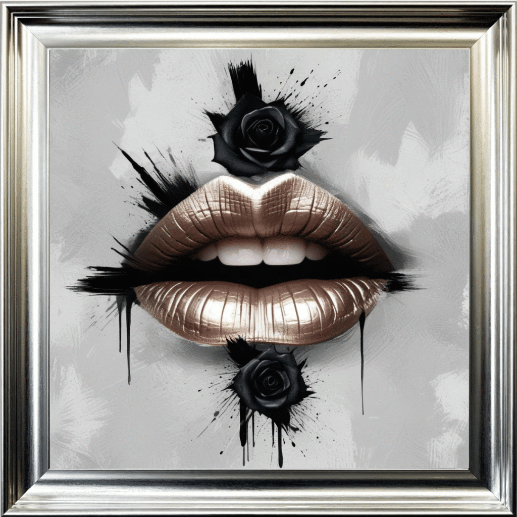 Black Rose Metallic Lips - Framed wall art
