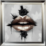 Black Rose Metallic Lips - Framed wall art