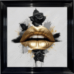 Black Rose Gold Lips - Framed wall art