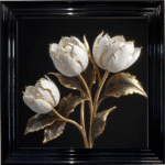 White and Gold Tulips- Framed Wall Art