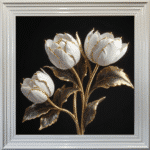White and Gold Tulips- Framed Wall Art