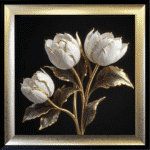 White and Gold Tulips- Framed Wall Art