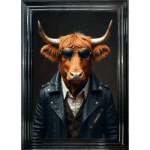 Highland Cow with shades - Framed Animal Wall Art