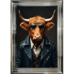 Highland Cow with shades - Framed Animal Wall Art