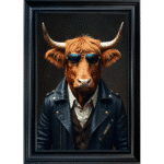 Highland Cow with shades - Framed Animal Wall Art