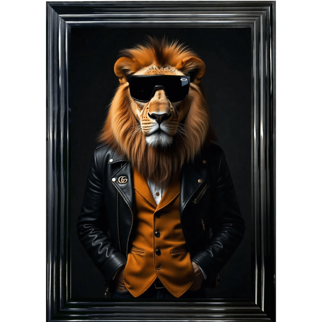 Lion with shades - Framed Animal Wall Art